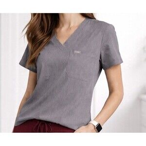 FIGS Catarina One-Pocket Scrub Top Heather Gray Women’s Size S